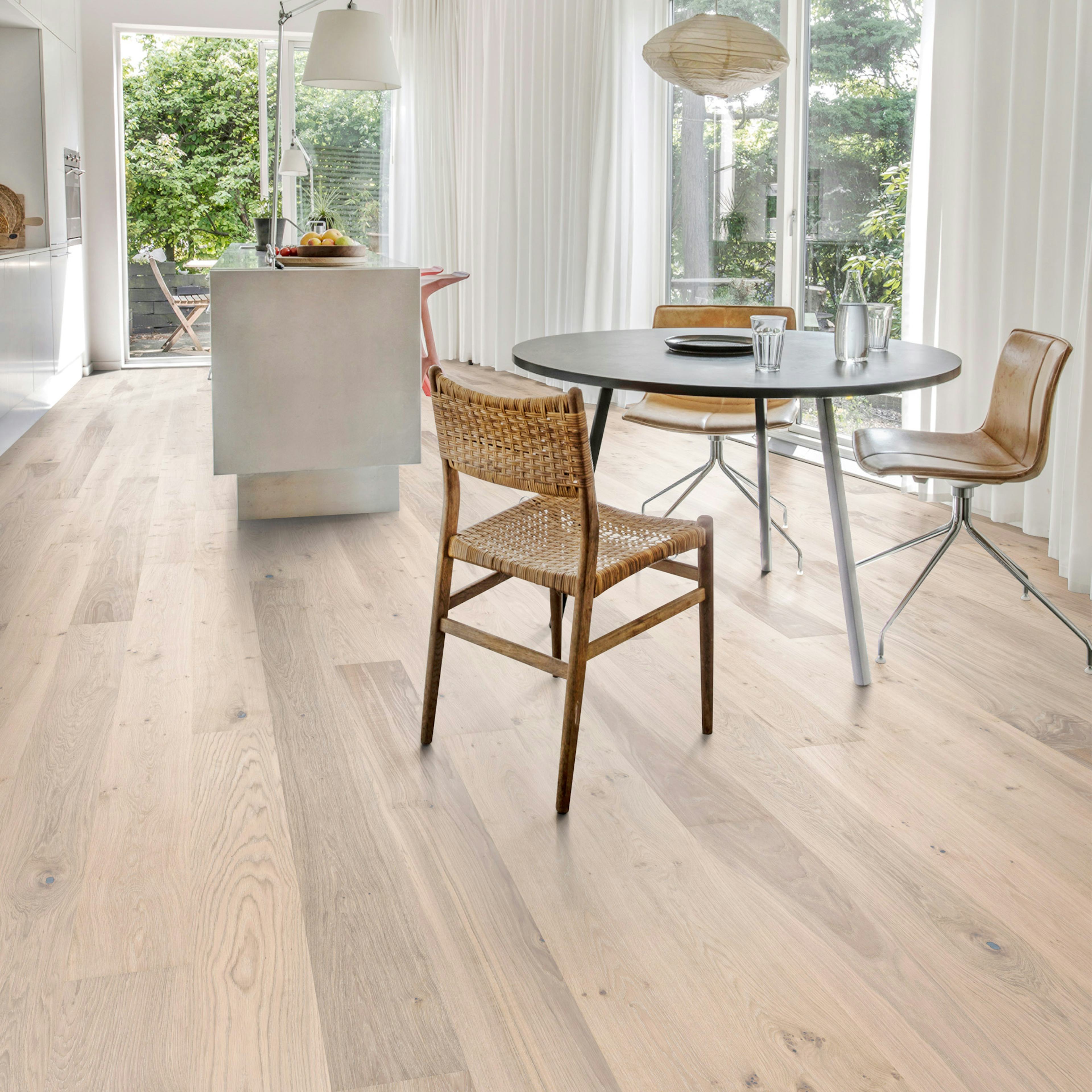 Trägolv Kährs Original Sky Vit Ek, Ultramattlackat 1-Stav Borstat Parkettgolv