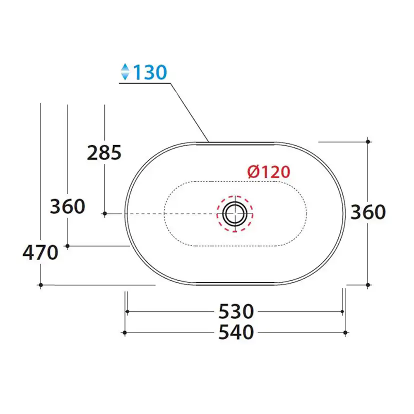 Tvättställ Globo T-EDGE 540 mm