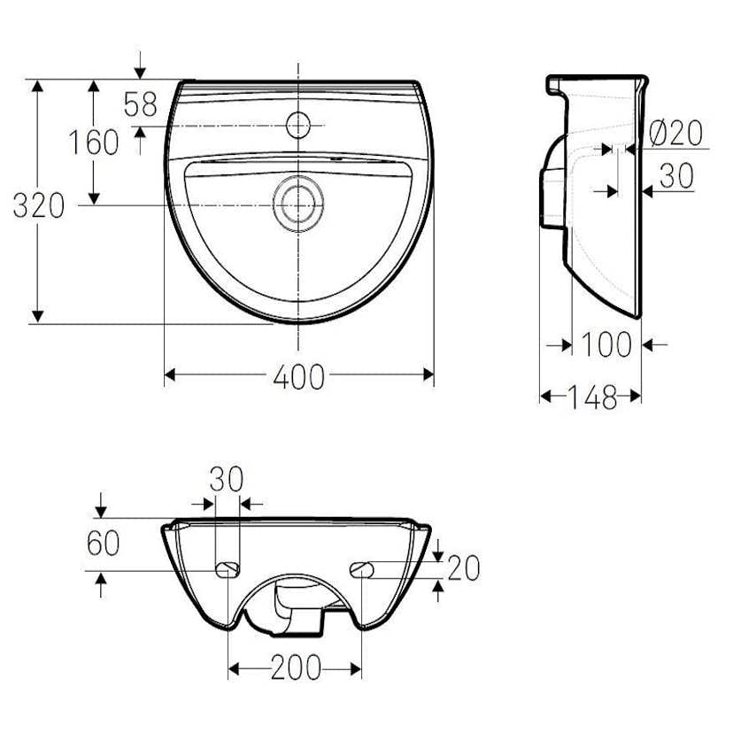 Tvättställ Ifö Spira 15142 40 cm