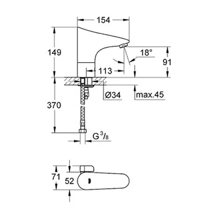 Tvättställsblandare Grohe Europlus E Beröringsfri