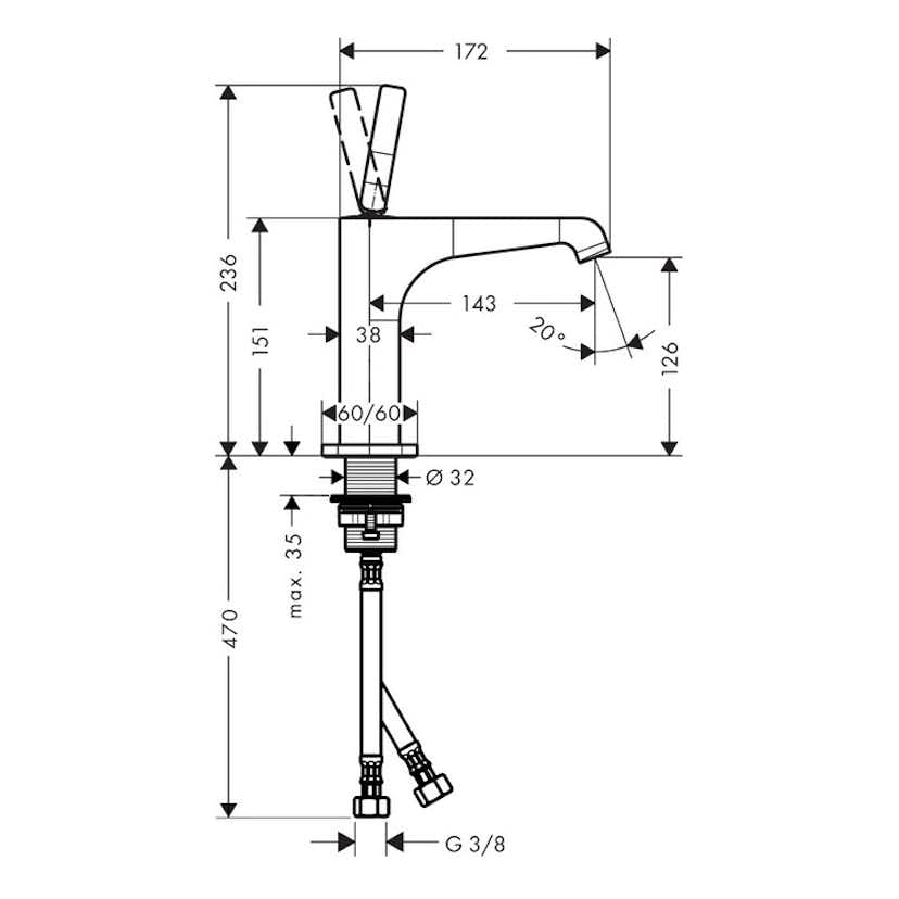 Tvättställsblandare Axor Citterio E 125 Joystick