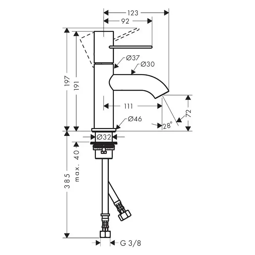 Tvättställsblandare Axor Uno 70