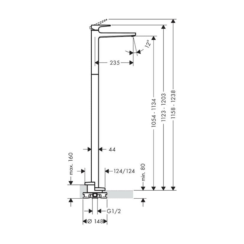 Tvättställsblandare Hansgrohe Metropol 1-grepps för Golvmontage