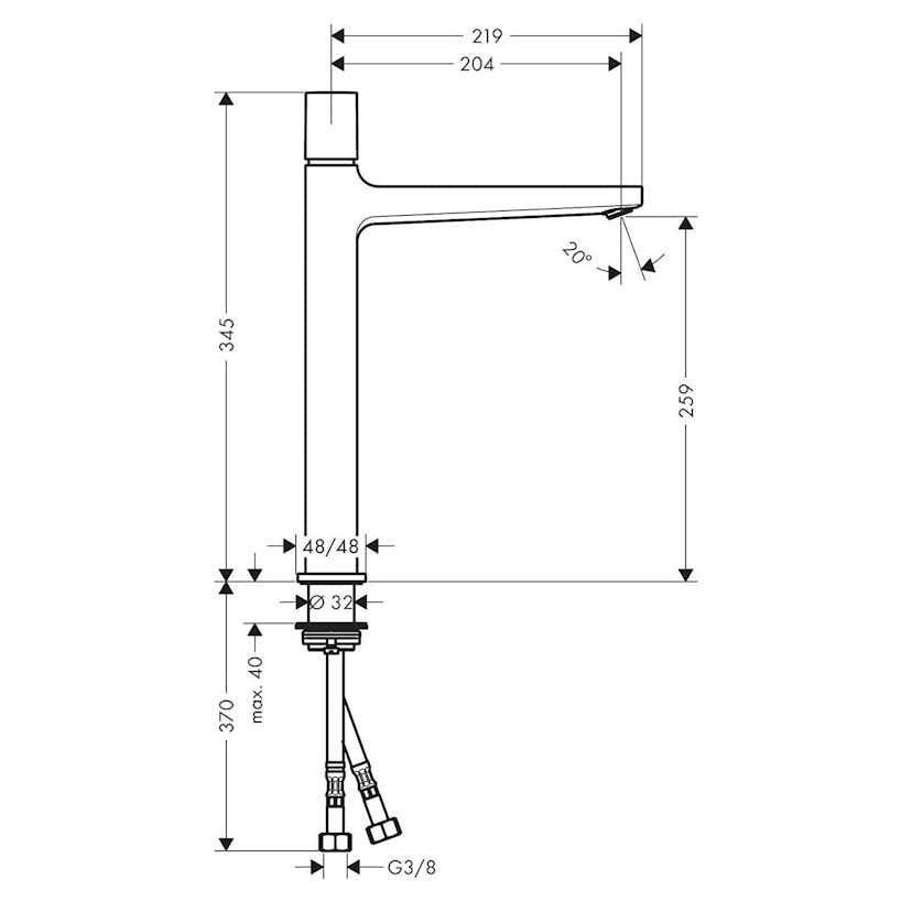 Tvättställsblandare Hansgrohe Metropol Select 260 med Push-Open