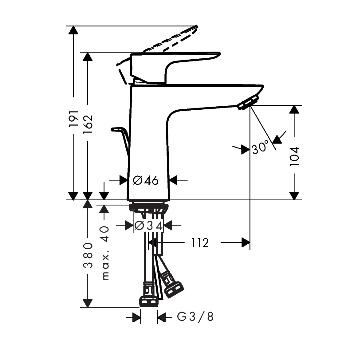Tvättställsblandare Hansgrohe Talis E 110