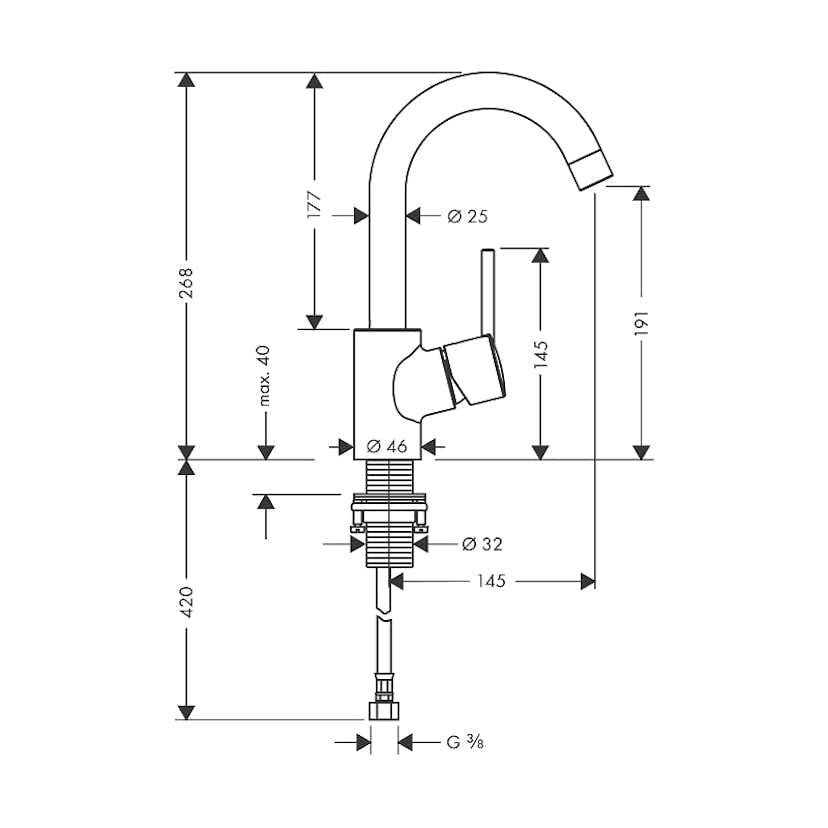 Tvättställsblandare Hansgrohe Talis S med Lyftventil