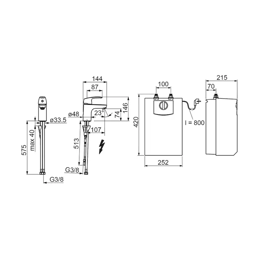 Tvättställsblandare Oras Safira 1003F med Varmvattenberedare