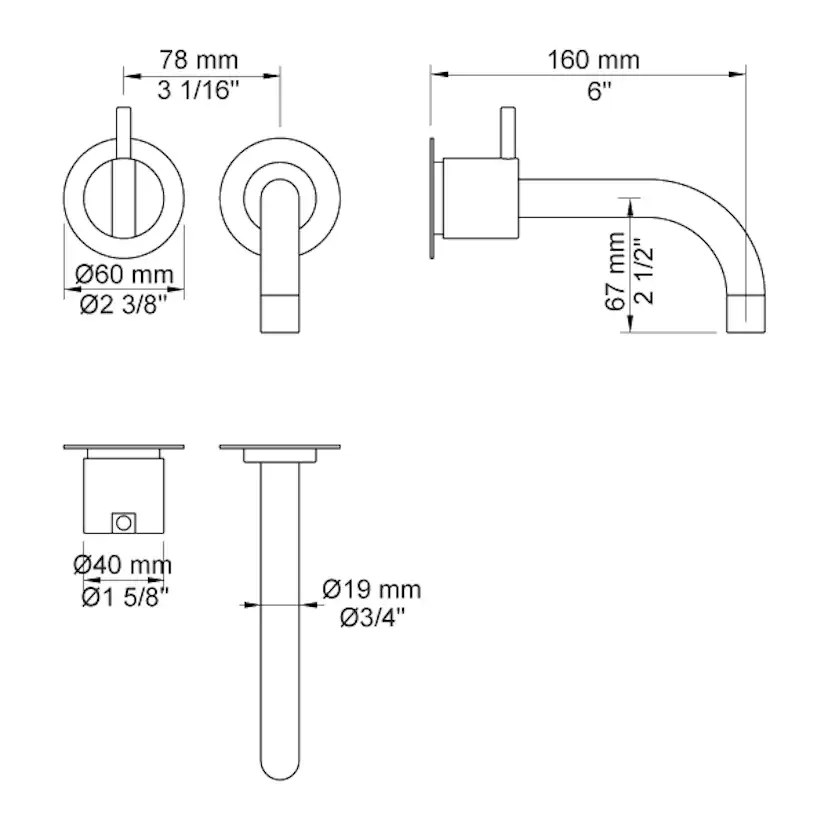 Tvättställsblandare Vola 111 för Inbyggnad
