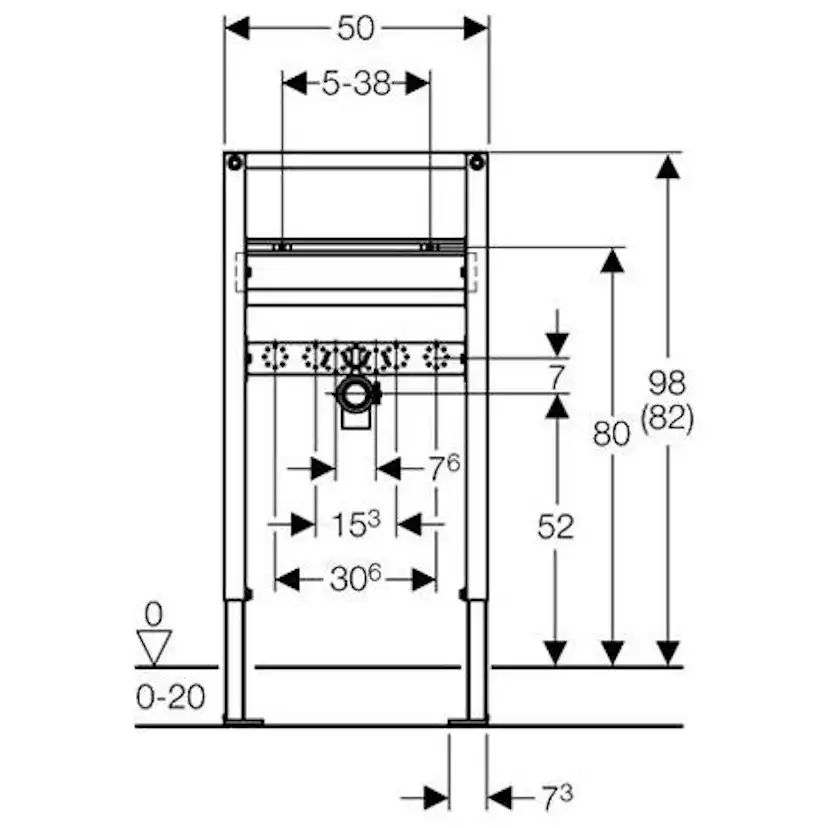 Tvättställsfixtur Geberit Duofix 82-98 cm
