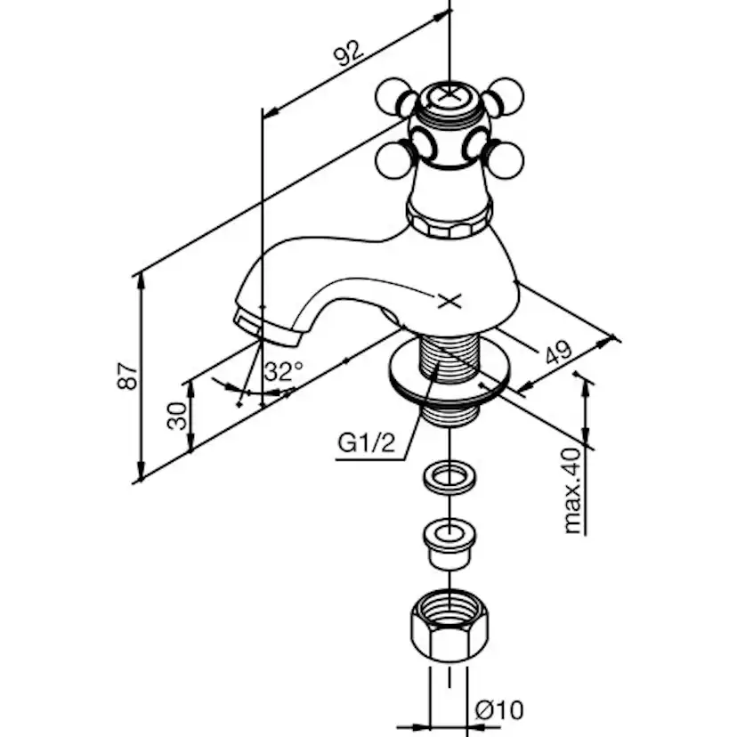 Tvättställskran Damixa Tradition Tappkran