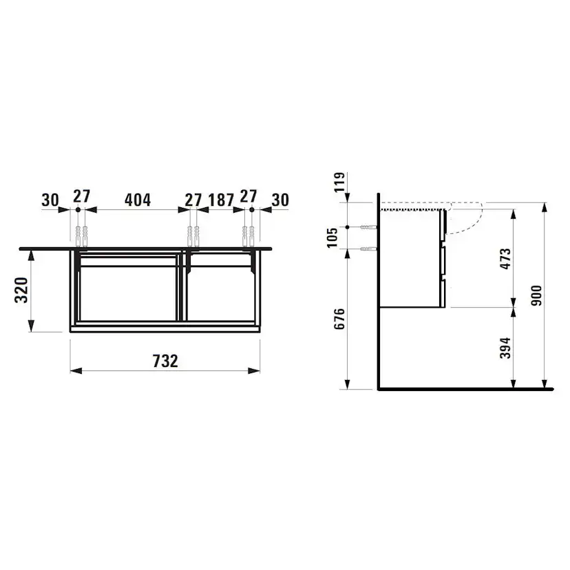 Tvättställsskåp Laufen Il Bagno Alessi One Tuna 424450