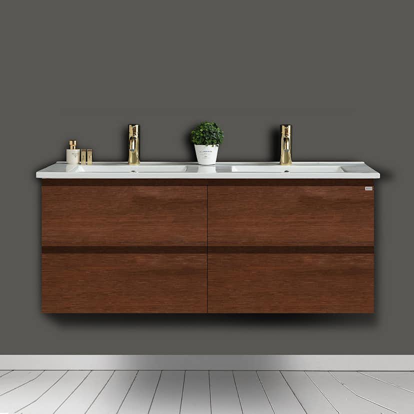 Tvättställsskåp 4AQUA Slim Med 4 Lådor & Grepplist