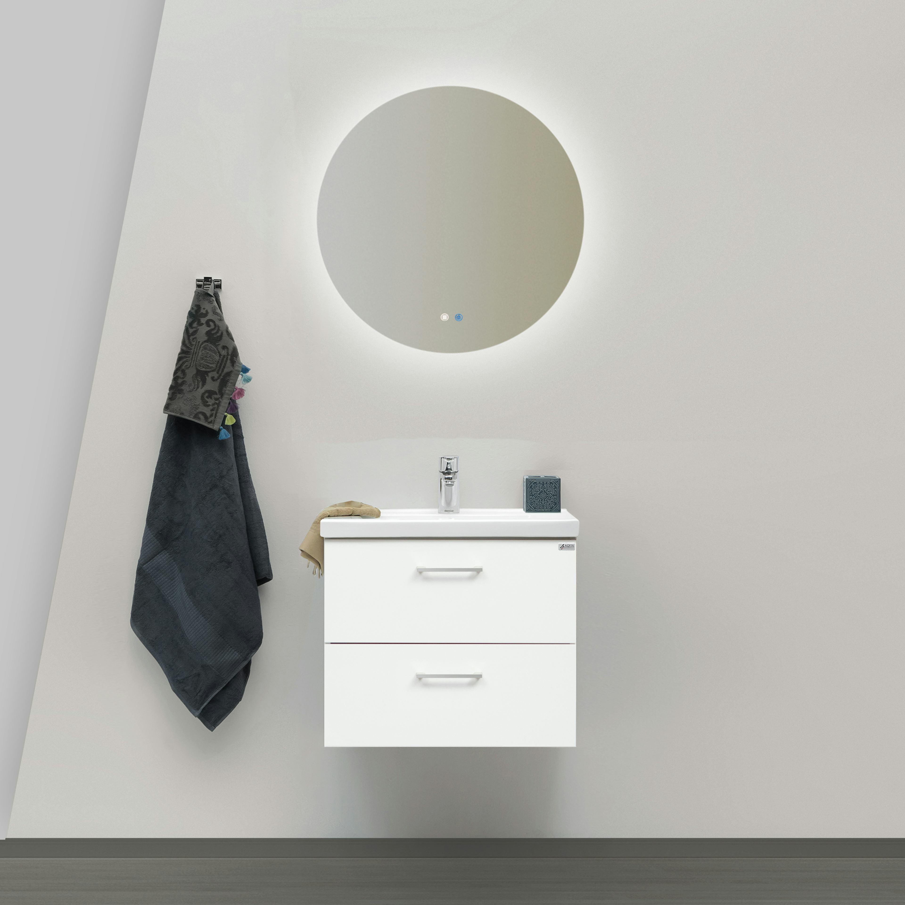 Möbelpaket 4AQUA Minimal med Tvättställ och Spegel Aura LED