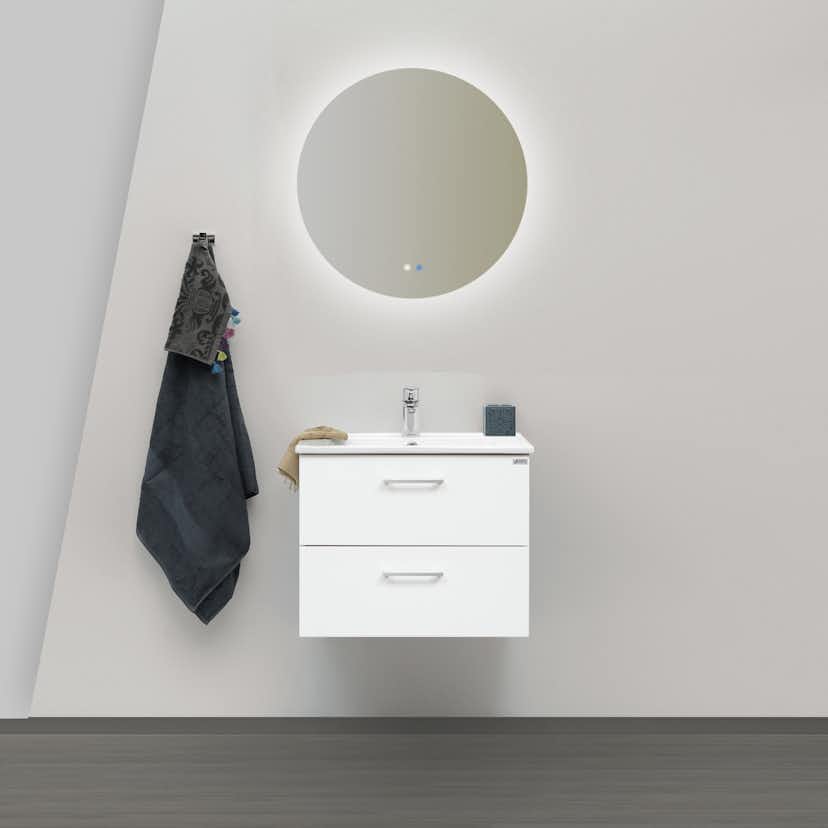 Möbelpaket 4AQUA Slim 60 med Tvättställ och Spegel Aura LED