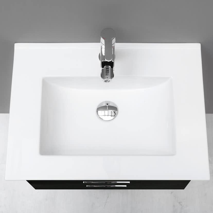 Möbelpaket 4AQUA Slim Svart Ek 60 med Lådor och Spegel Luna LED