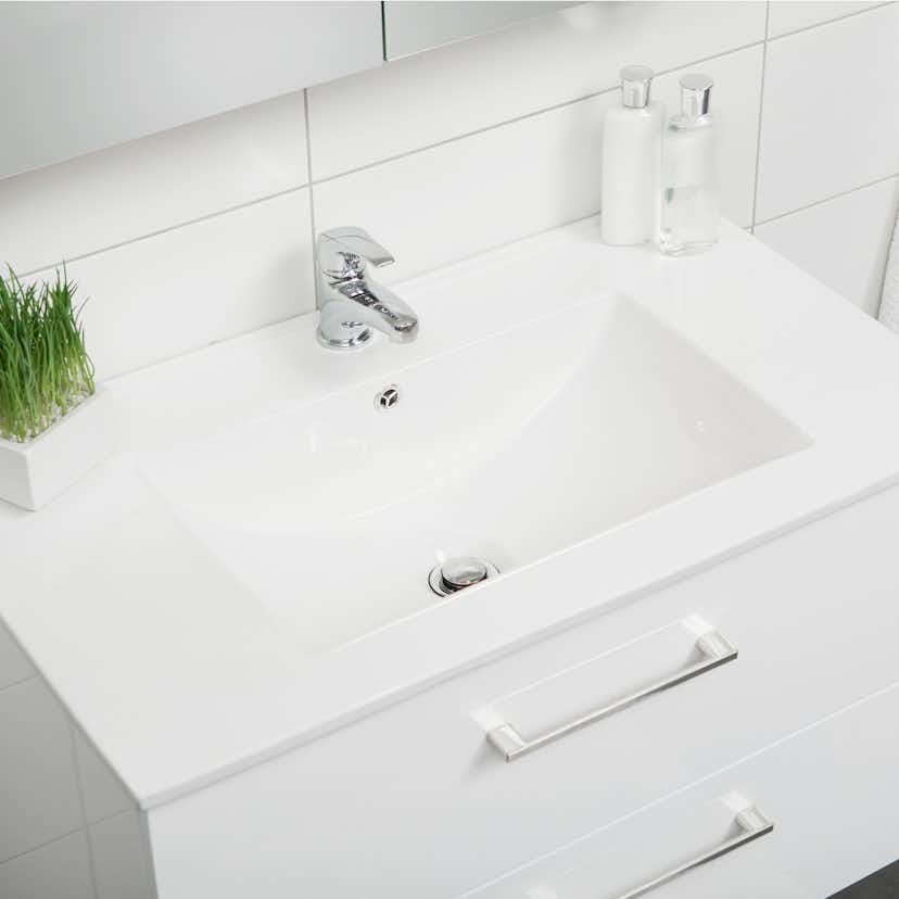 Möbelpaket 4AQUA Slim Vit 80 med Lådor och Spegel Luna LED