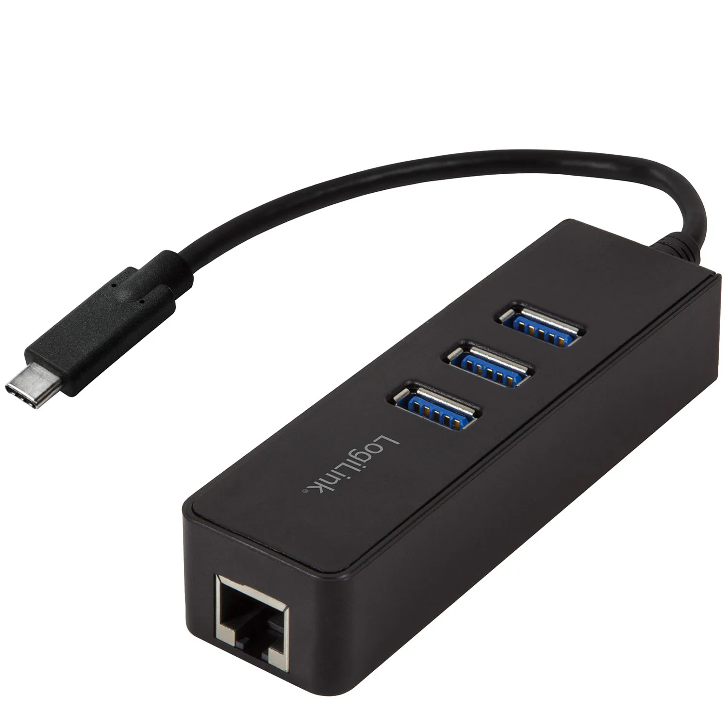 USB-C 3-Port Hub LogiLink Gigabit RJ45