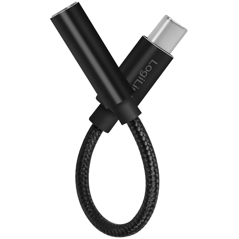 USB-C 3,5mm-ljudadapter LogiLink Med DAC 13cm Nylonkabel