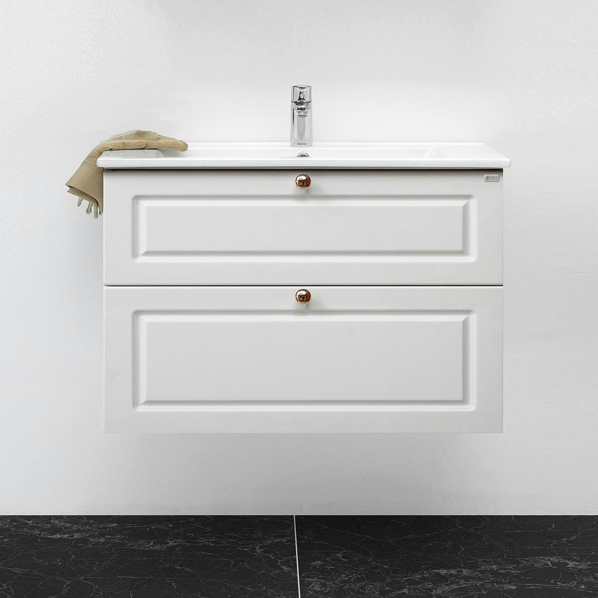 Tvättställsskåp 4AQUA Slim H Med 2 Lådor & Infräst Ram