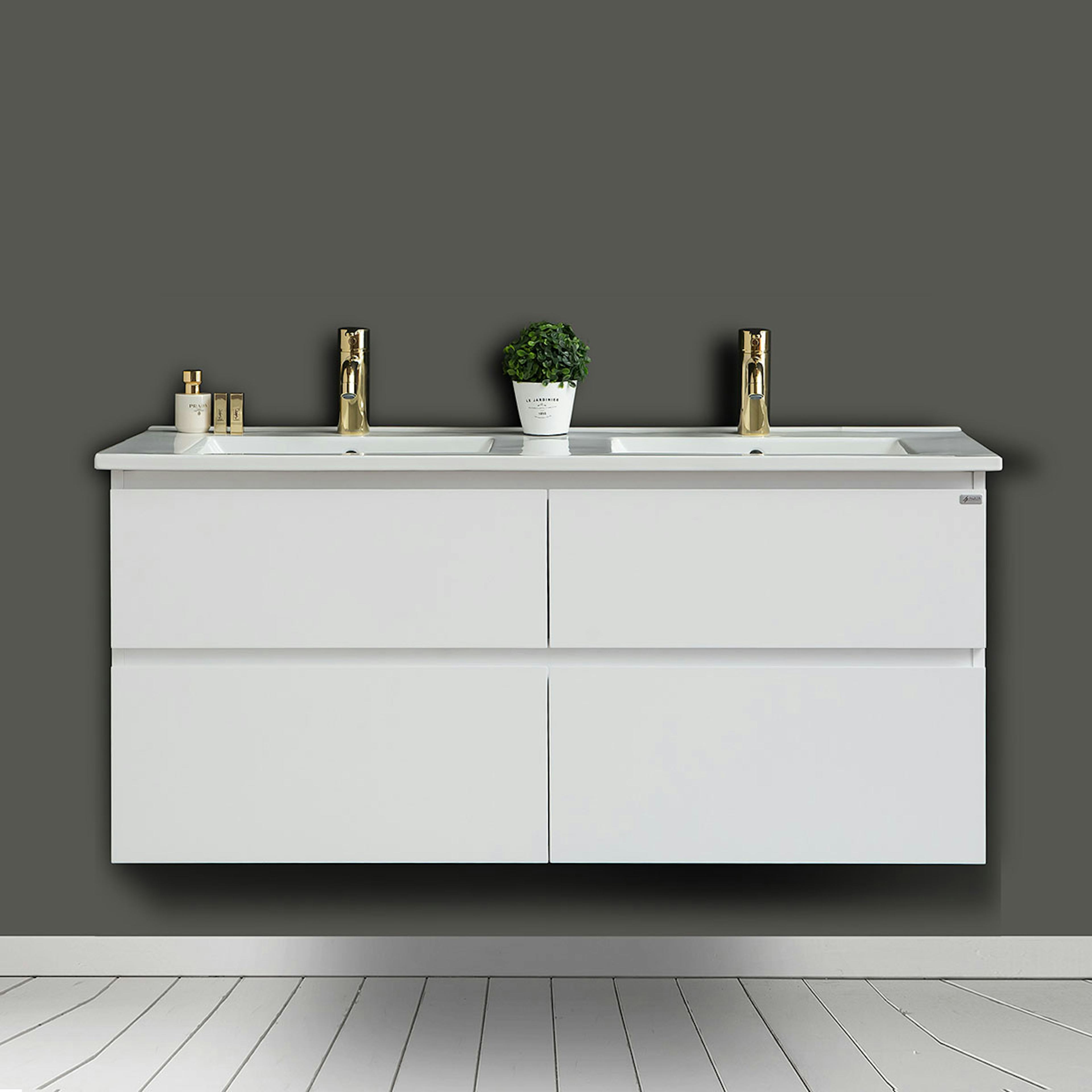 Tvättställsskåp 4AQUA Slim H Med 4 Lådor & Grepplist