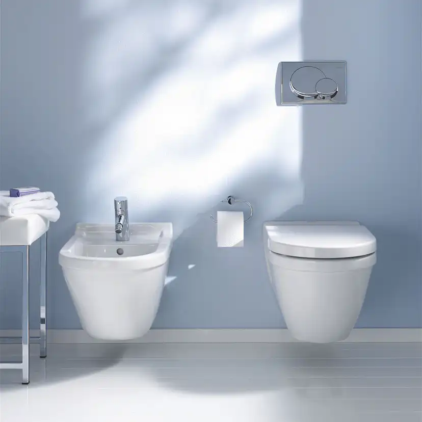 Vägghängd Toalettstol Duravit Starck 3 Compact 222709 med Mjukstängande Hårdsits