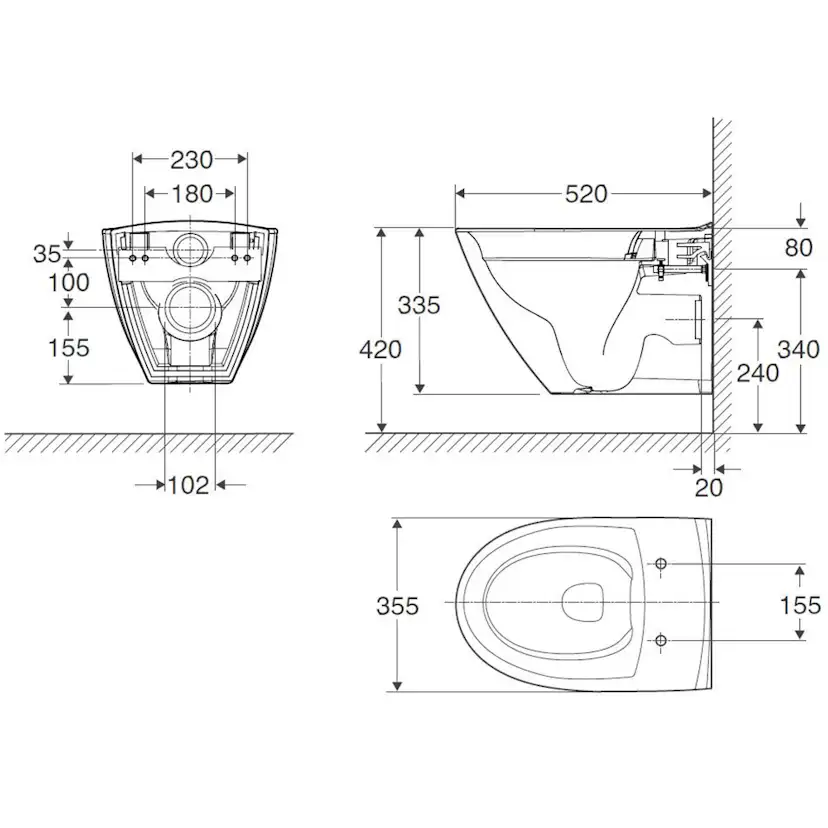 Vägghängd Toalettstol Ifö Spira Art 6245 Rimfree