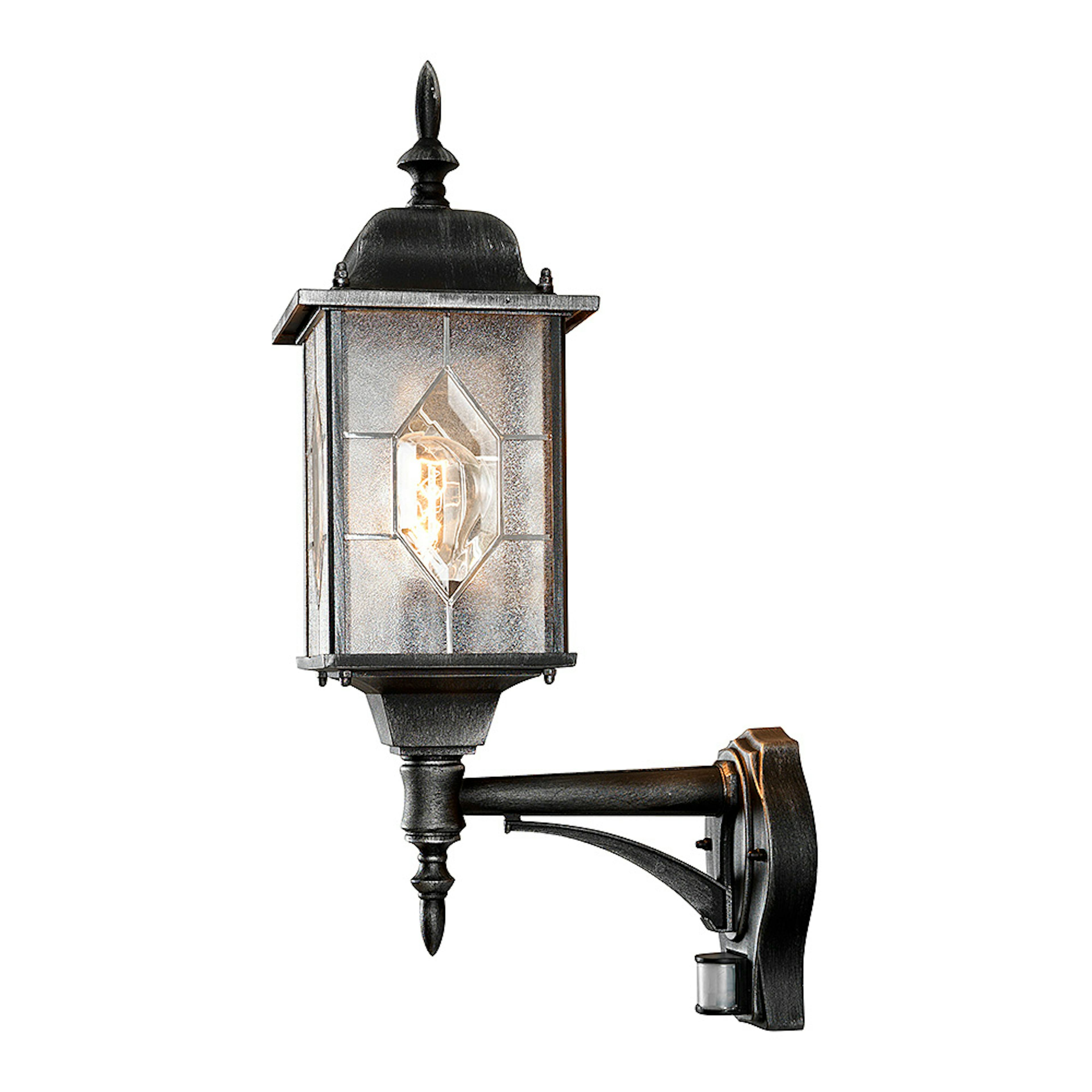 Vägglykta Gnosjö Konstsmide Milano Upp E27 Svart/silver Rörelsevakt