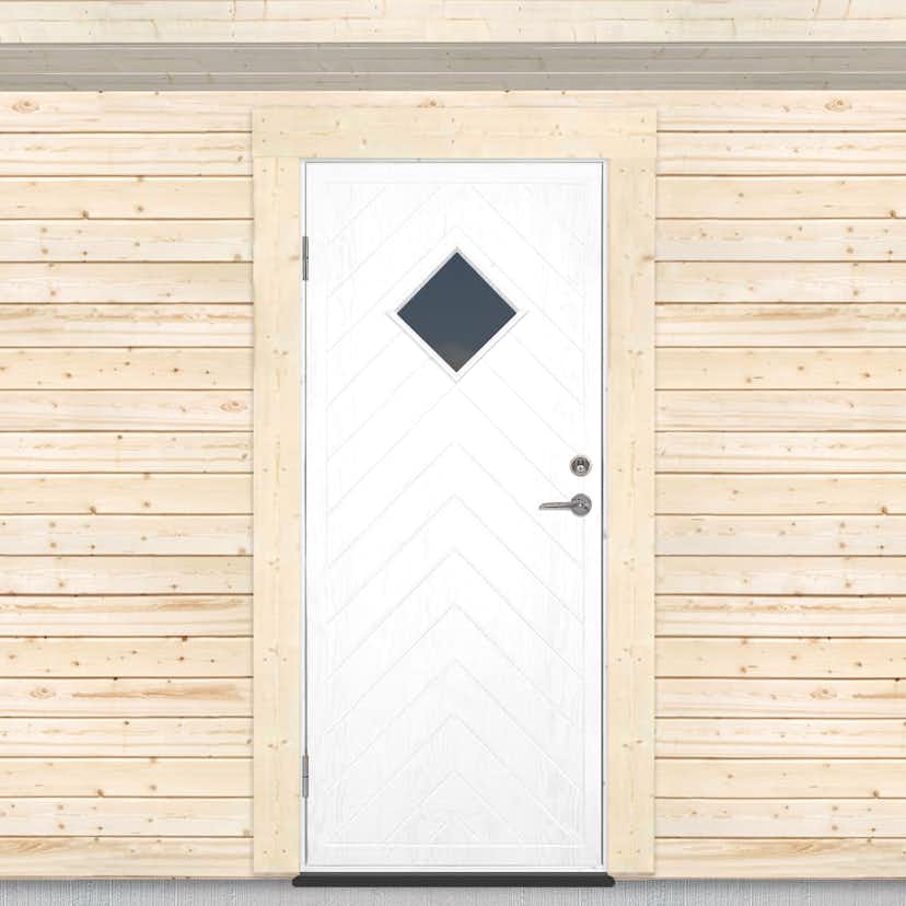 Varmförrådsdörr Sveadörren Fiskben Grundmålad