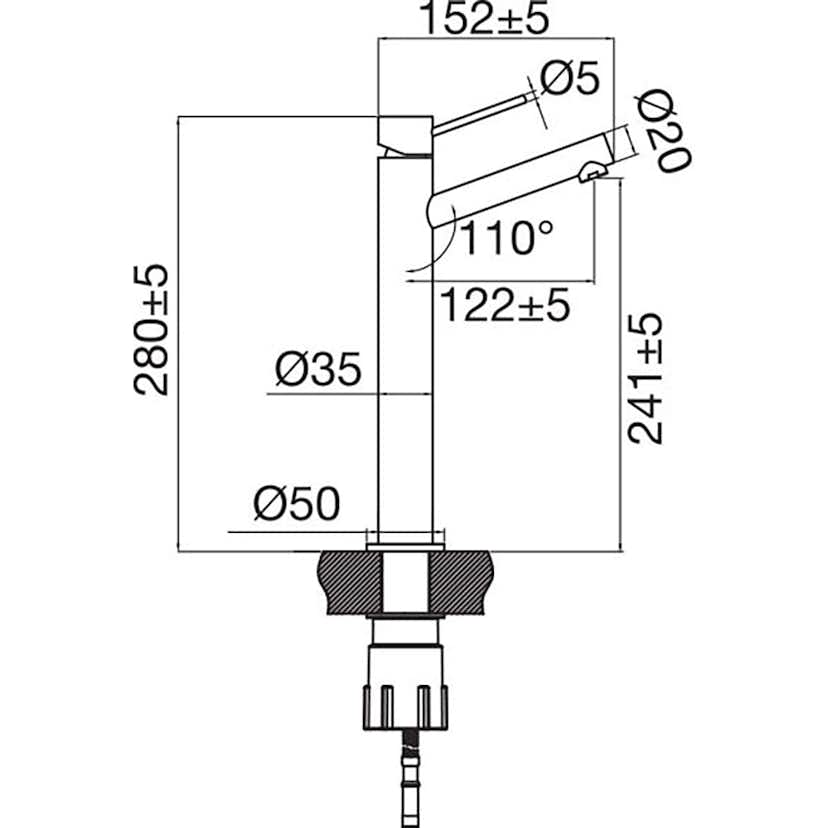 Tvättställsblandare Scandtap Steel Vector High