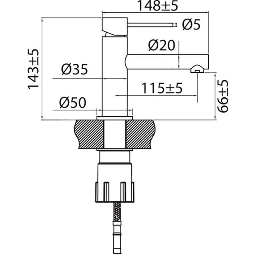 Tvättställsblandare Scandtap Steel Vertex