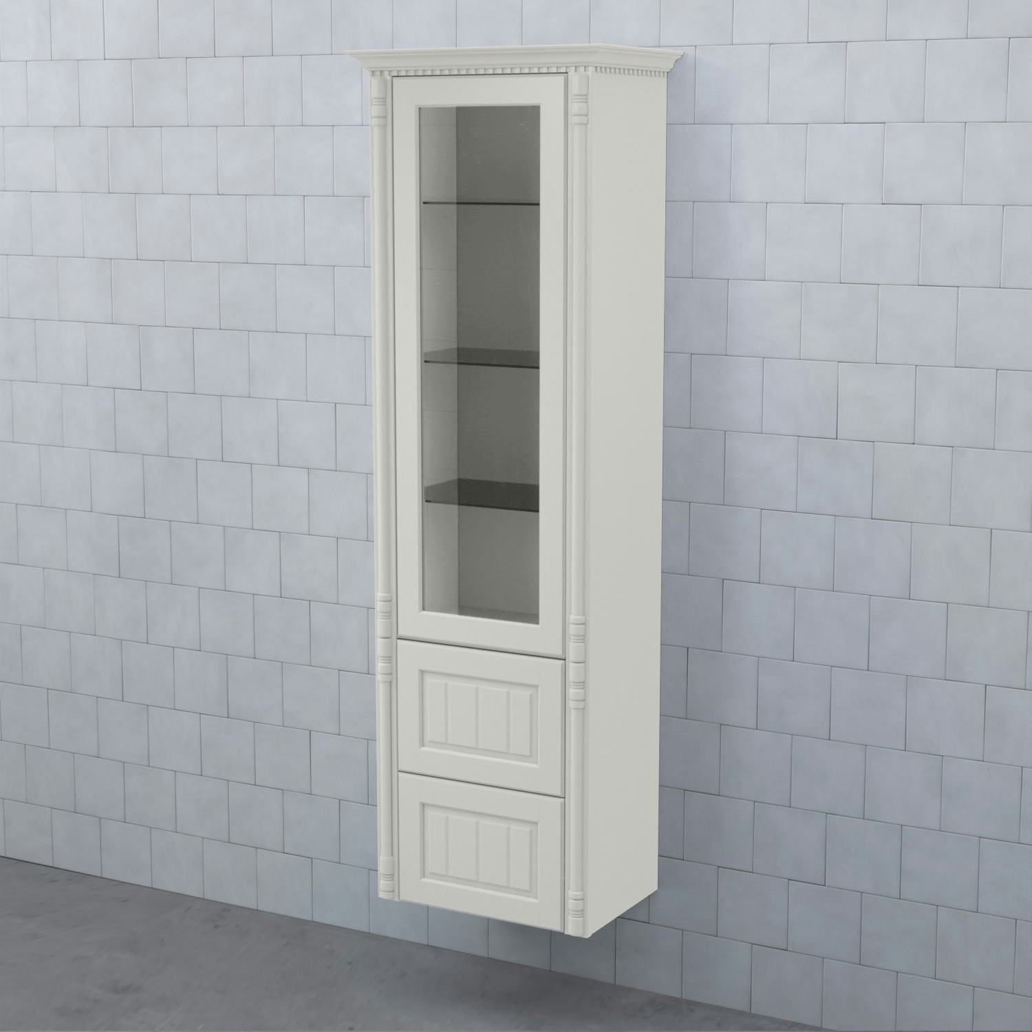 Högskåp Björbo Badrum Valhall Vitrinlucka med Två Lådor