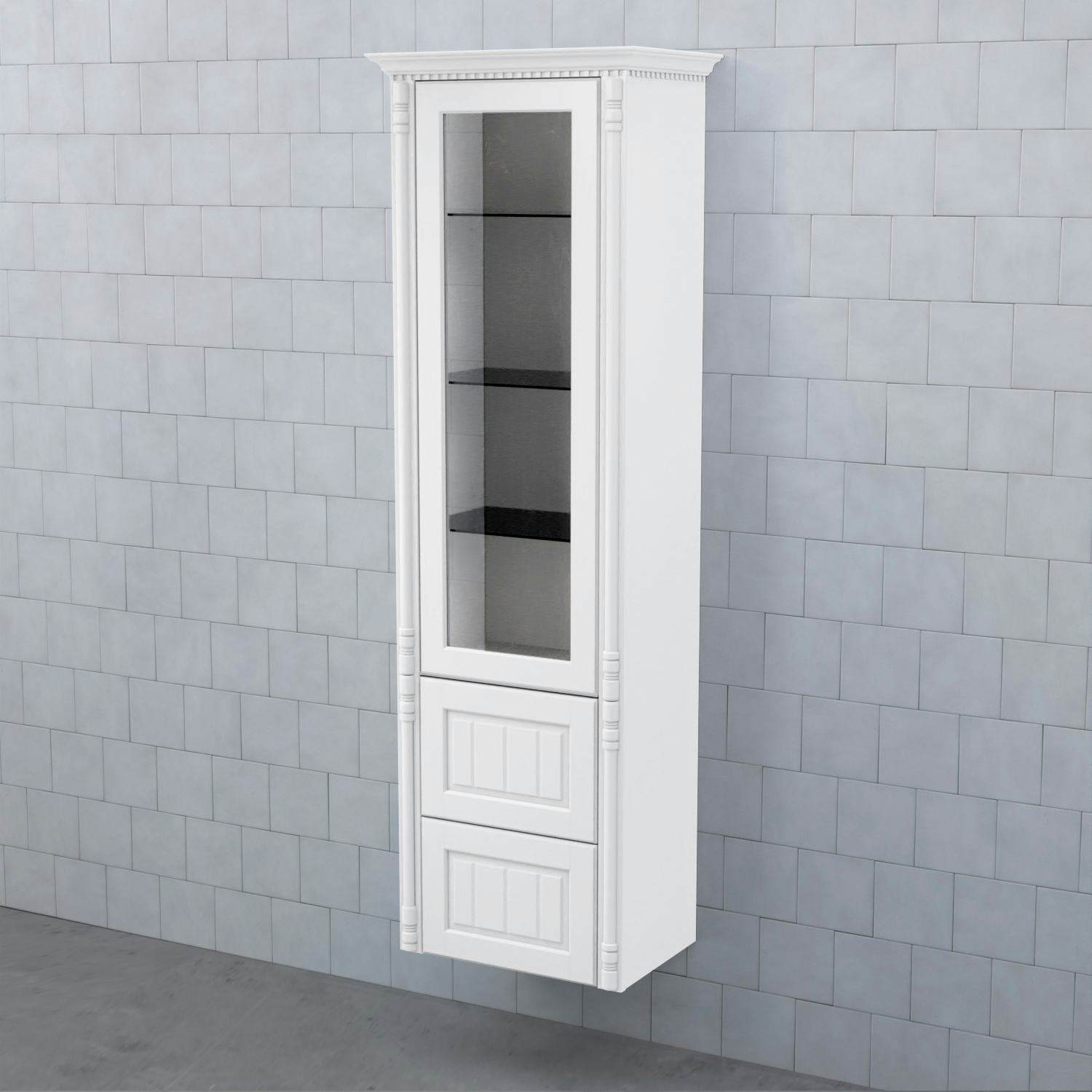 Högskåp Björbo Badrum Valhall Vitrinlucka med Två Lådor