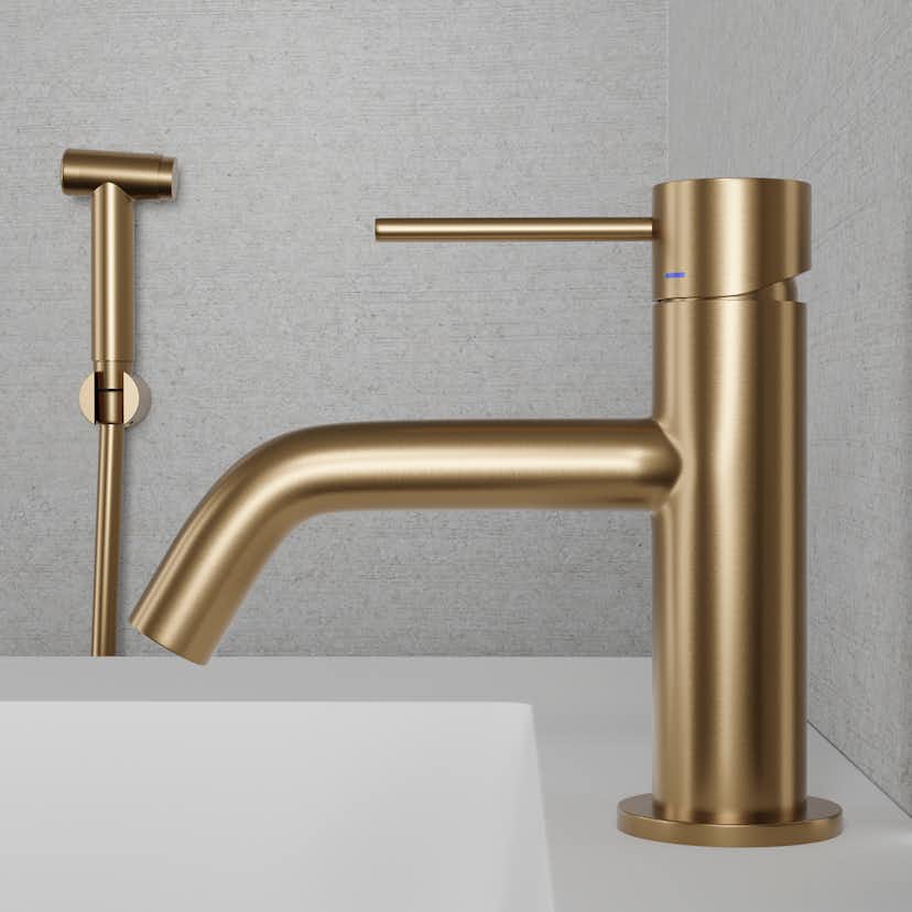 Tvättställsblandare Scandtap Steel Voyage med Sidodusch