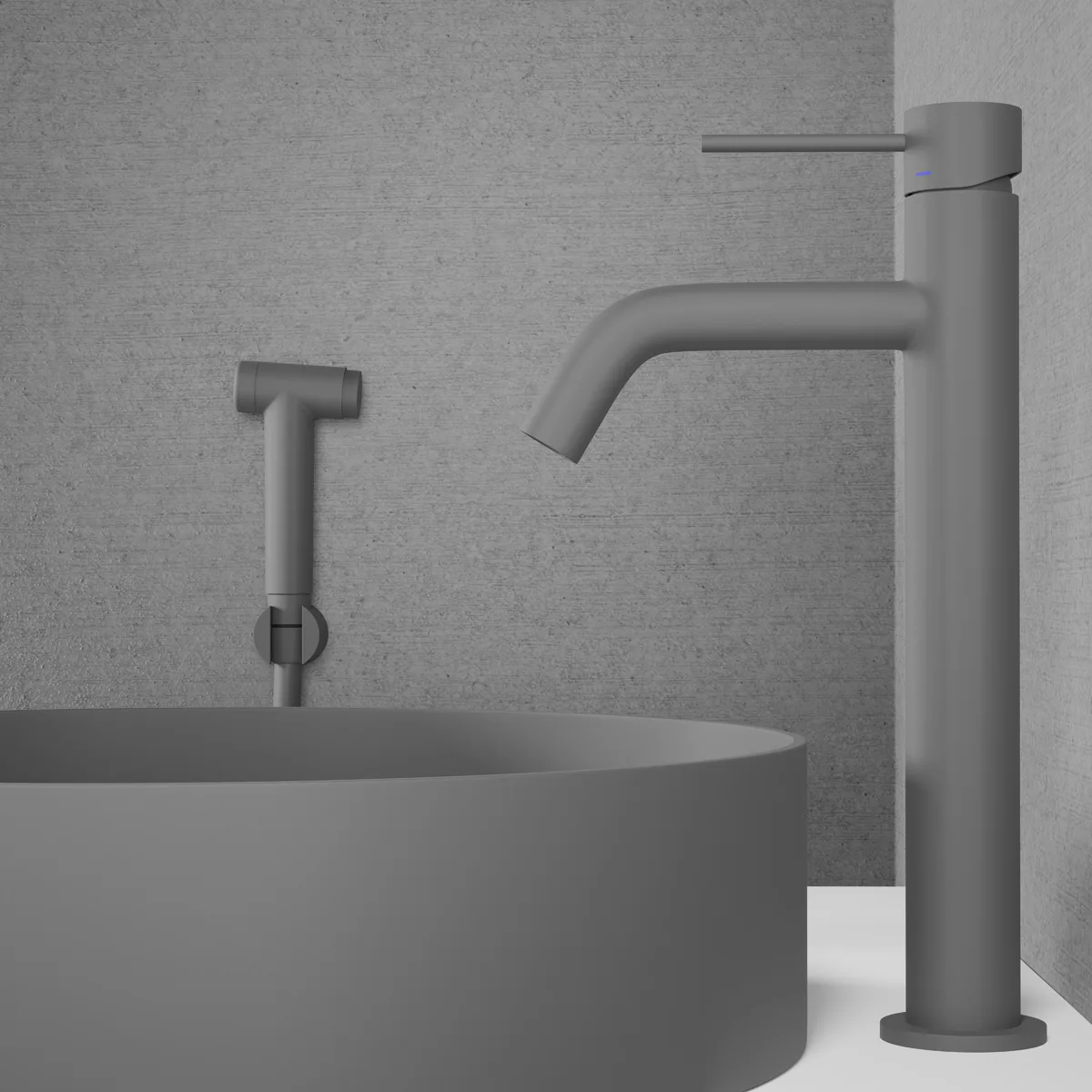 Tvättställsblandare Scandtap Steel Voyage High med Sidodusch