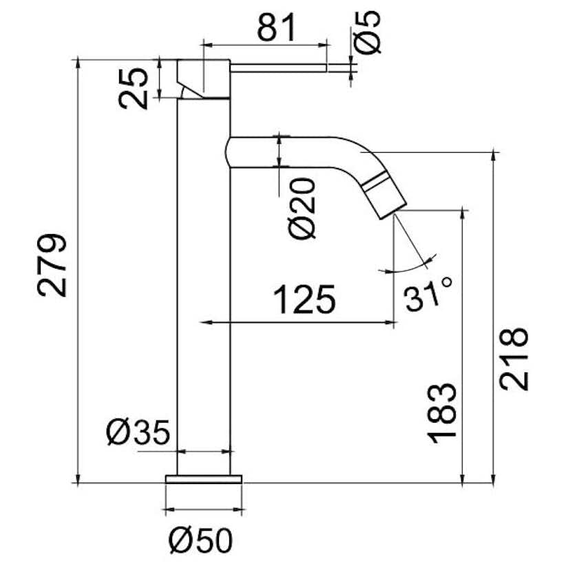 Tvättställsblandare Scandtap Steel Voyage High