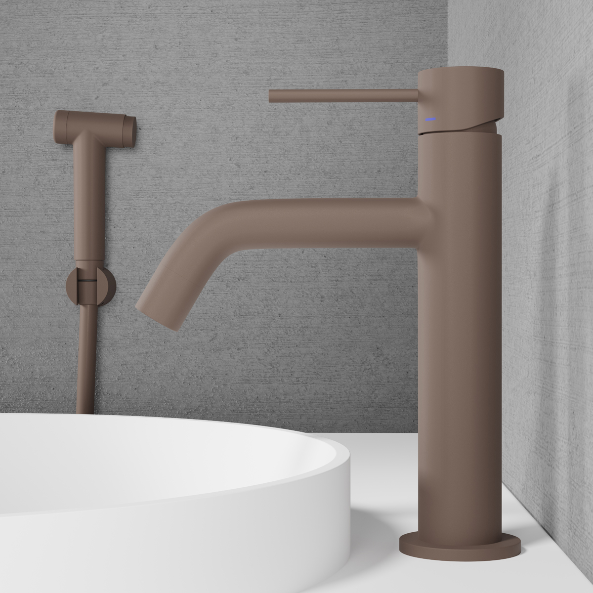 Tvättställsblandare Scandtap Steel Voyage Medium med Sidodusch