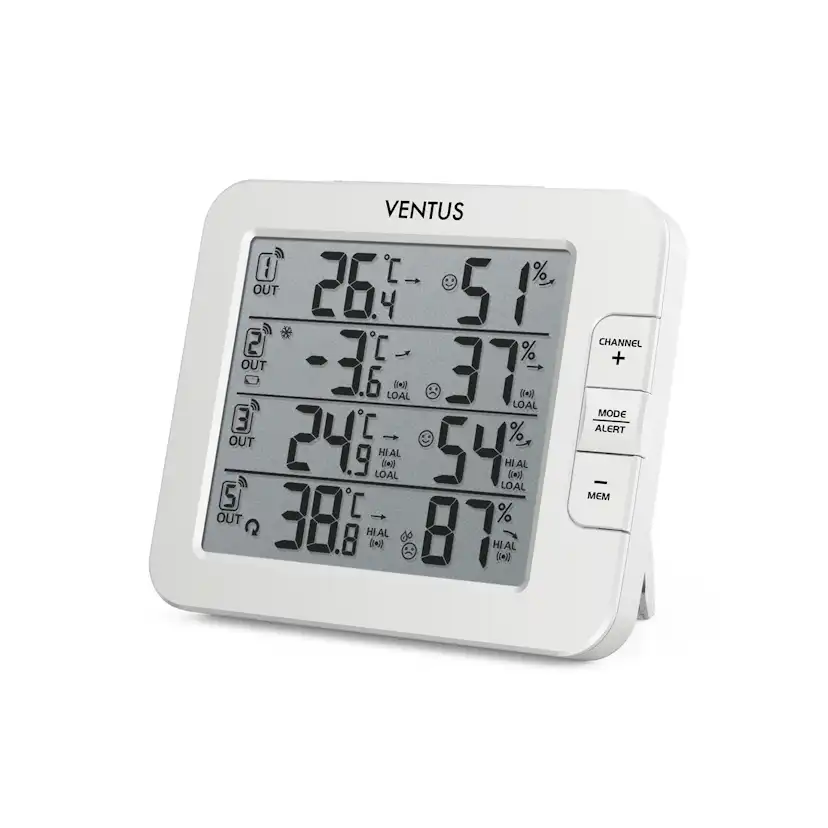 Väderstation Ventus Trådlös W210 Vit Termometer med Multifunktionell Display