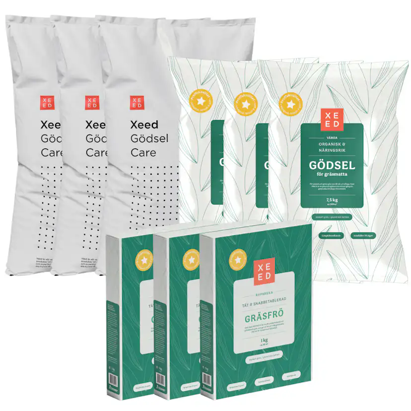 Gödsel Xeed Sommar & Höstpaket Med Gräsfrö Organiskt 1050 kvm