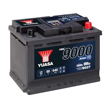 Startbatteri Yuasa 9000 AGM (Start-stopp) 60Ah 640A